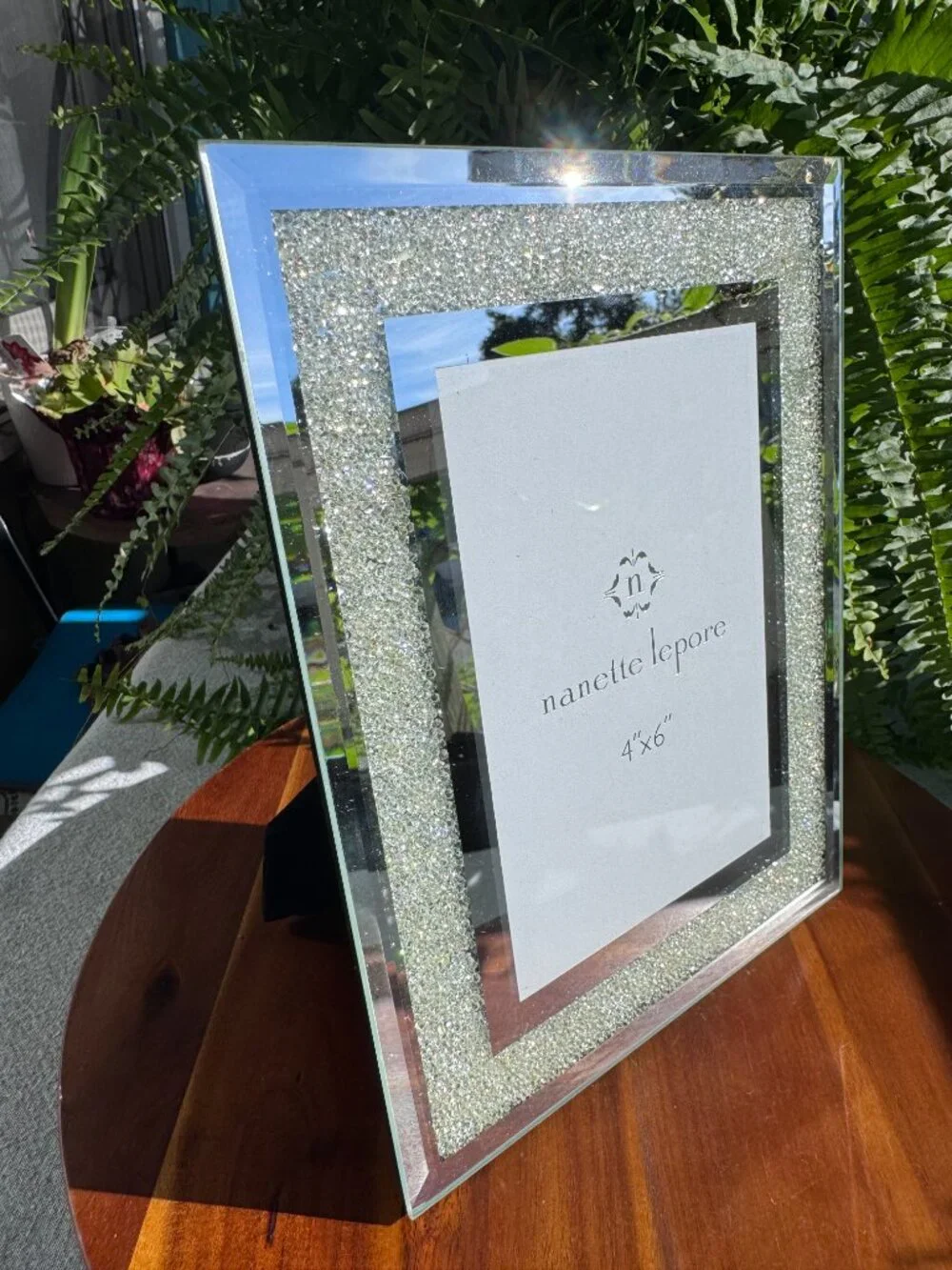 Nanette Lepore 4x6 Mirrored Crystal Picture Frame with Silver Bling Glam